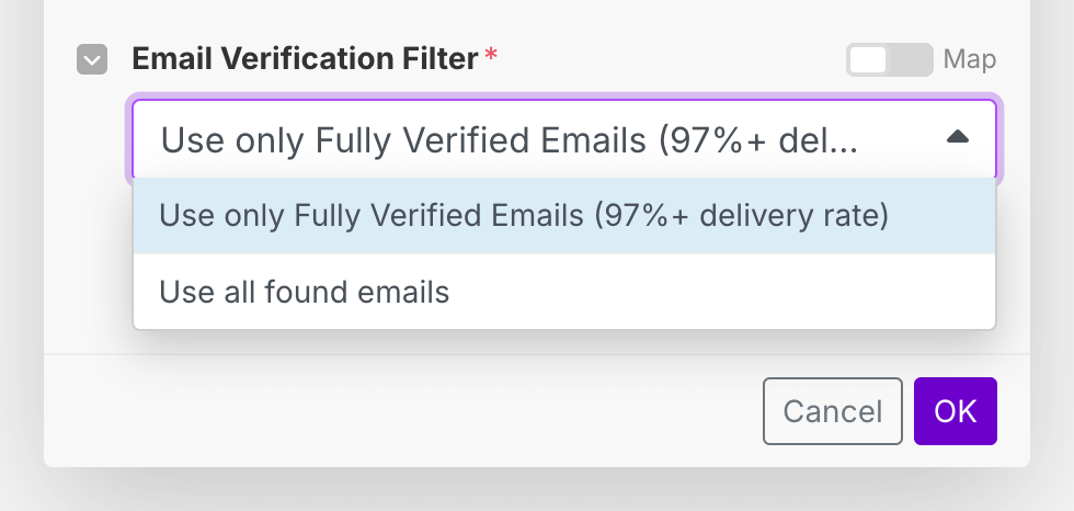 Make.com: use only valid emails (97%+ delivery rate)